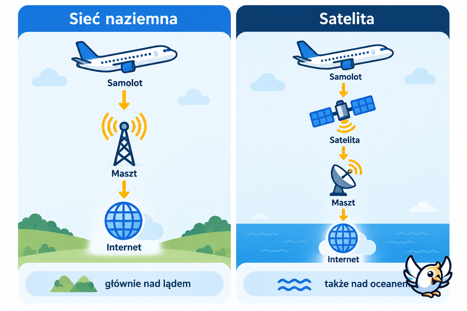 Jak działa WiFi w samolocie – połączenie naziemne i satelitarne