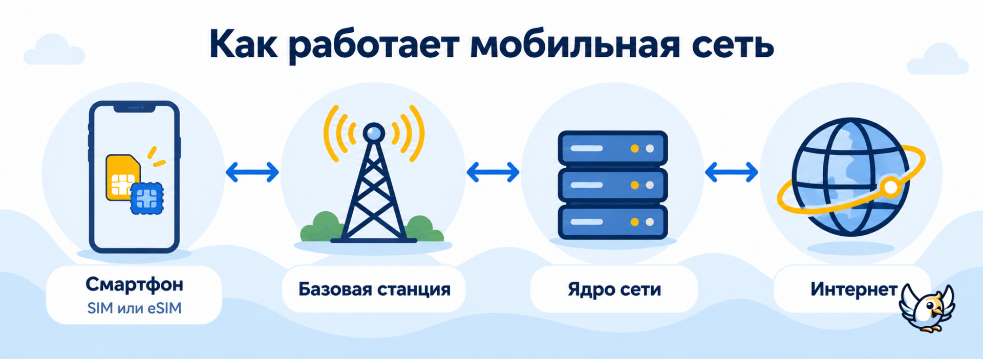 Как работает мобильная сеть: смартфон, базовая станция, ядро сети и интернет