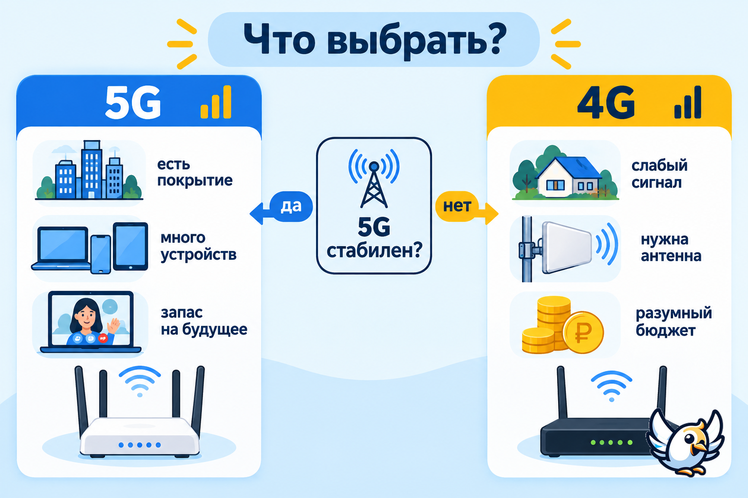 Как выбрать между 5G и 4G роутером с SIM-картой