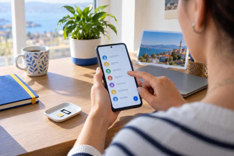 Kişileri SIM karta kaydetme işlemini yapan Android kullanıcısı