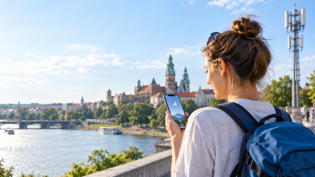 LTE vs 4G — użytkownik smartfona korzystający z sieci komórkowej w Polsce