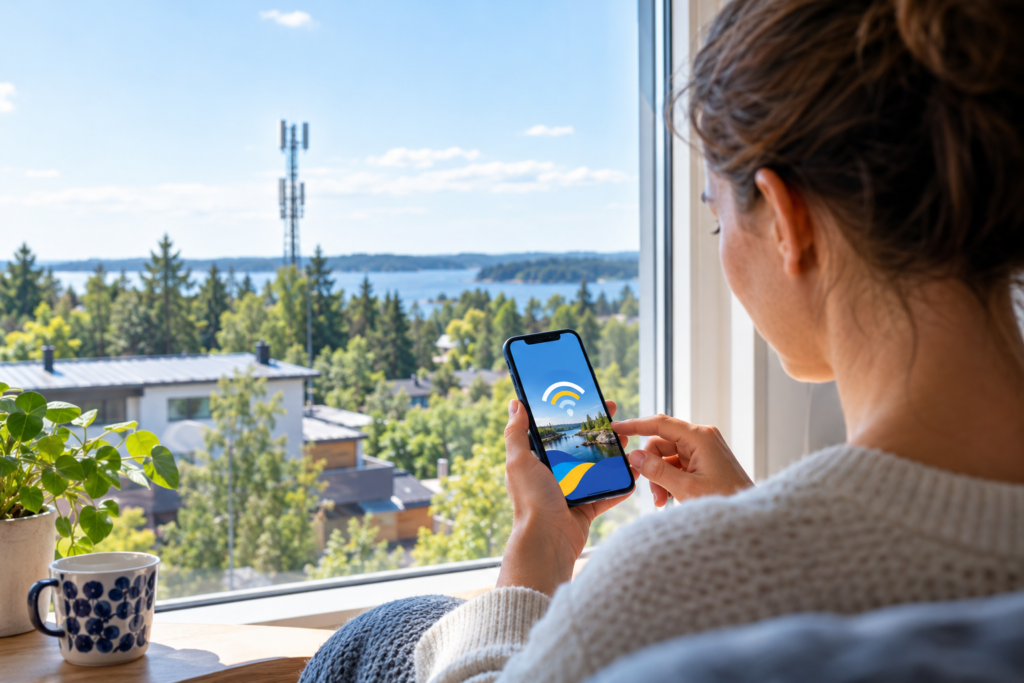 Mobiiliverkko yhdistää älypuhelimen lähialueen tukiasemaan