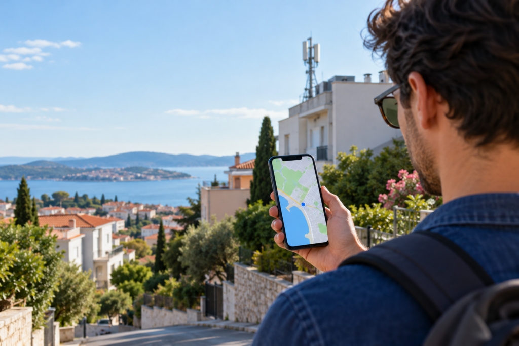 Mobilna mreža u svakodnevici: korisnik provjerava vezu na pametnom telefonu