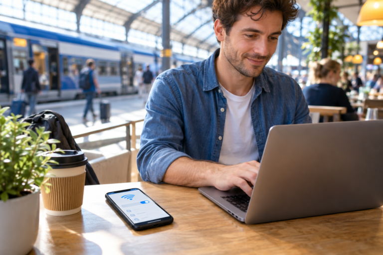 Mobilt hotspot på Samsung Galaxy til en bærbar computer