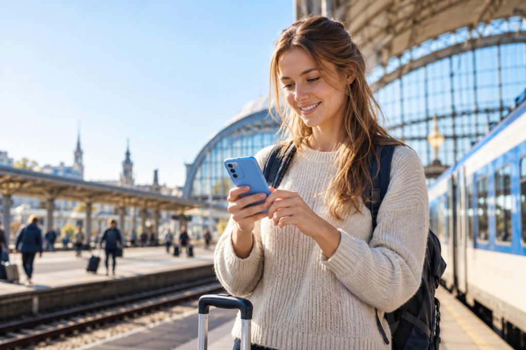 OPPO Reno 14F 5G met eSIM tijdens een reis