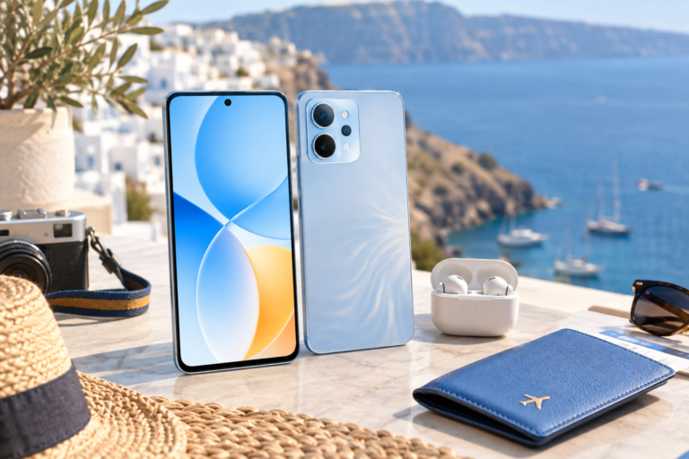 OPPO Reno 14F 5G у перламутрово-блакитному кольорі з підтримкою eSIM