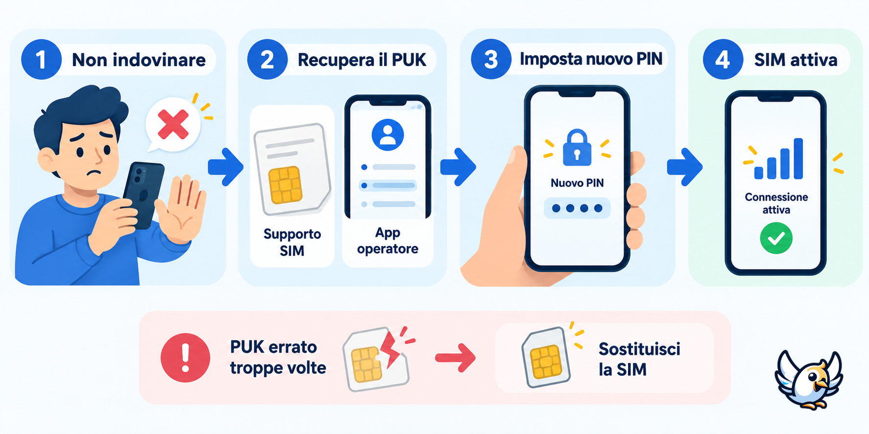 PIN SIM dimenticato: procedura sicura con codice PUK