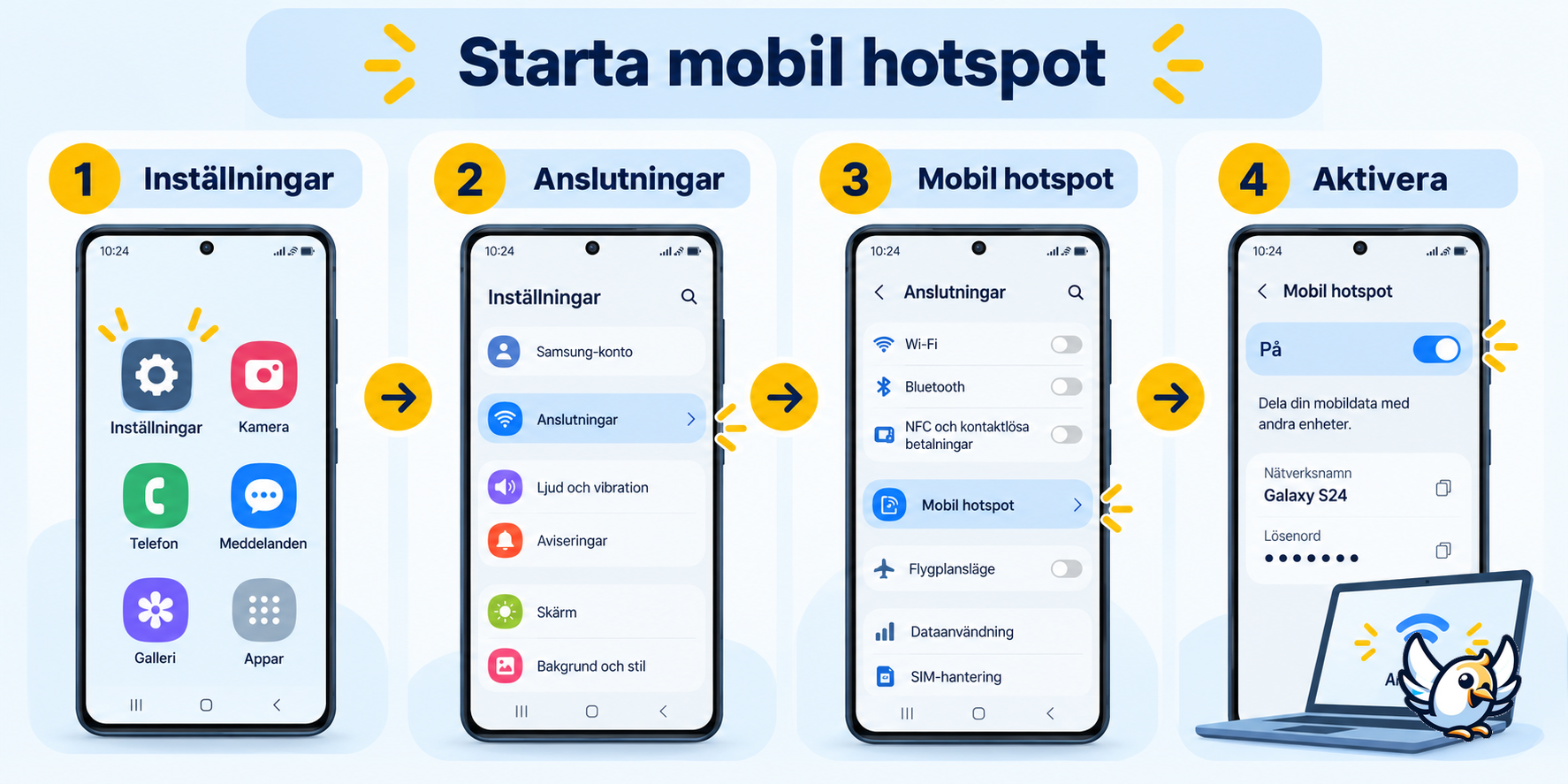 Så startar du mobile hotspot på Samsung i fyra steg