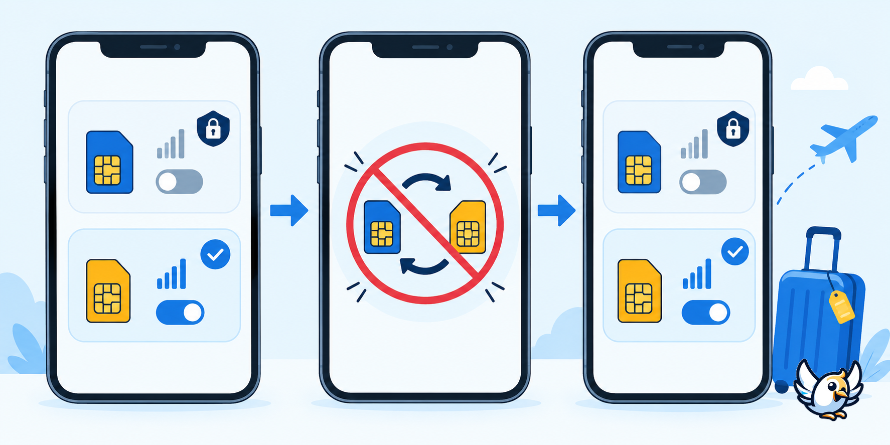 Réglages double SIM à vérifier pour éviter les frais de roaming avec une eSIM de voyage