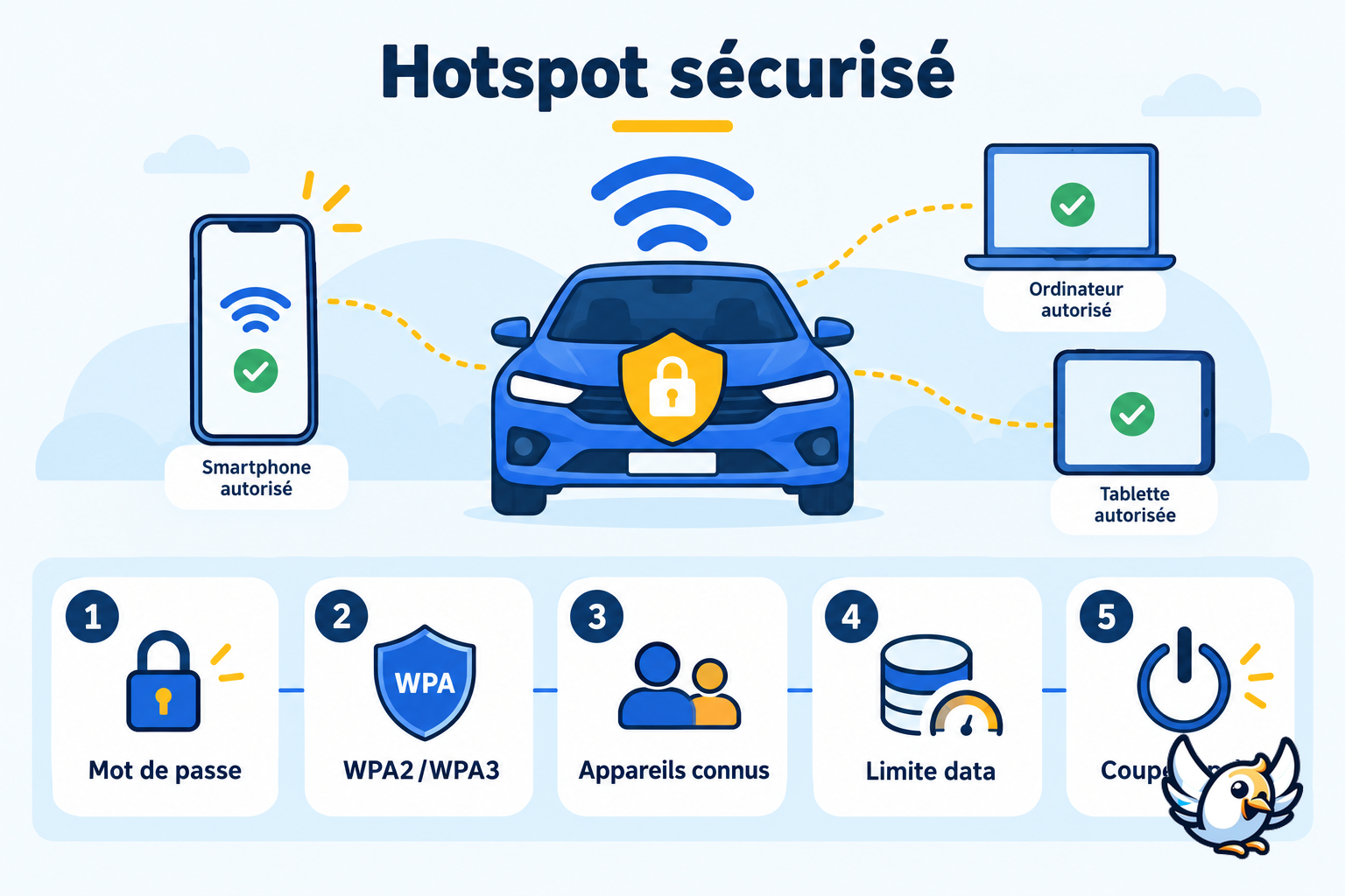 Sécuriser un hotspot WiFi dans la voiture en cinq étapes