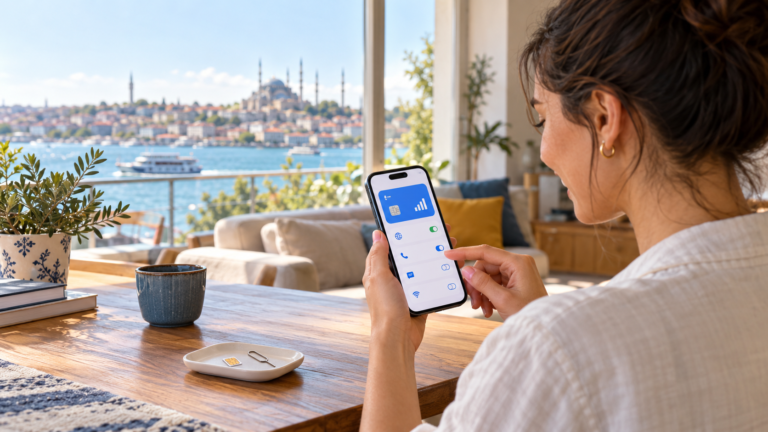 SIM kart numarası nasıl öğrenilir: telefonda SIM bilgilerini kontrol eden kullanıcı