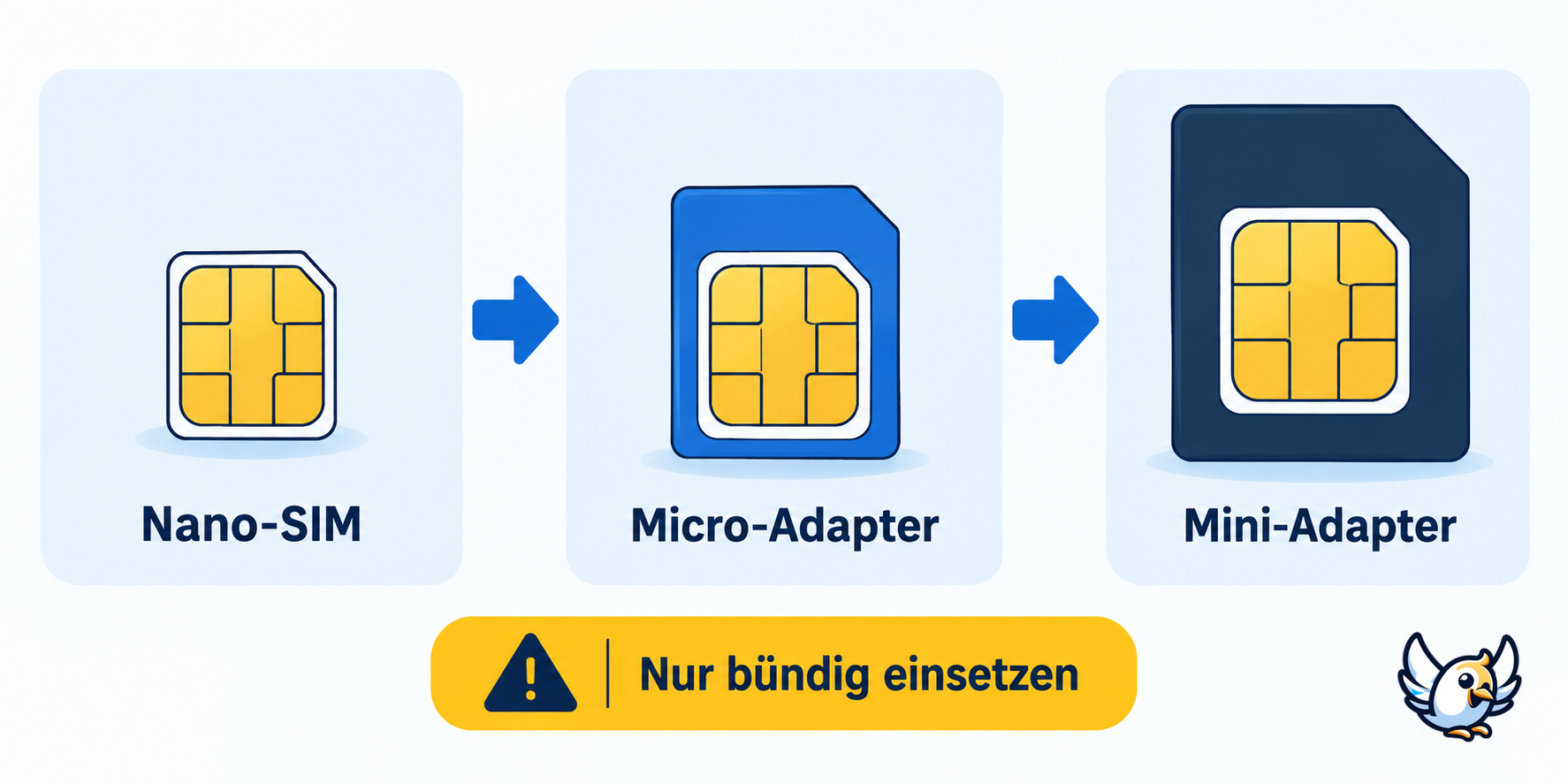 SIM-Karten-Adapter Größen von Nano-SIM zu Micro-SIM und Mini-SIM