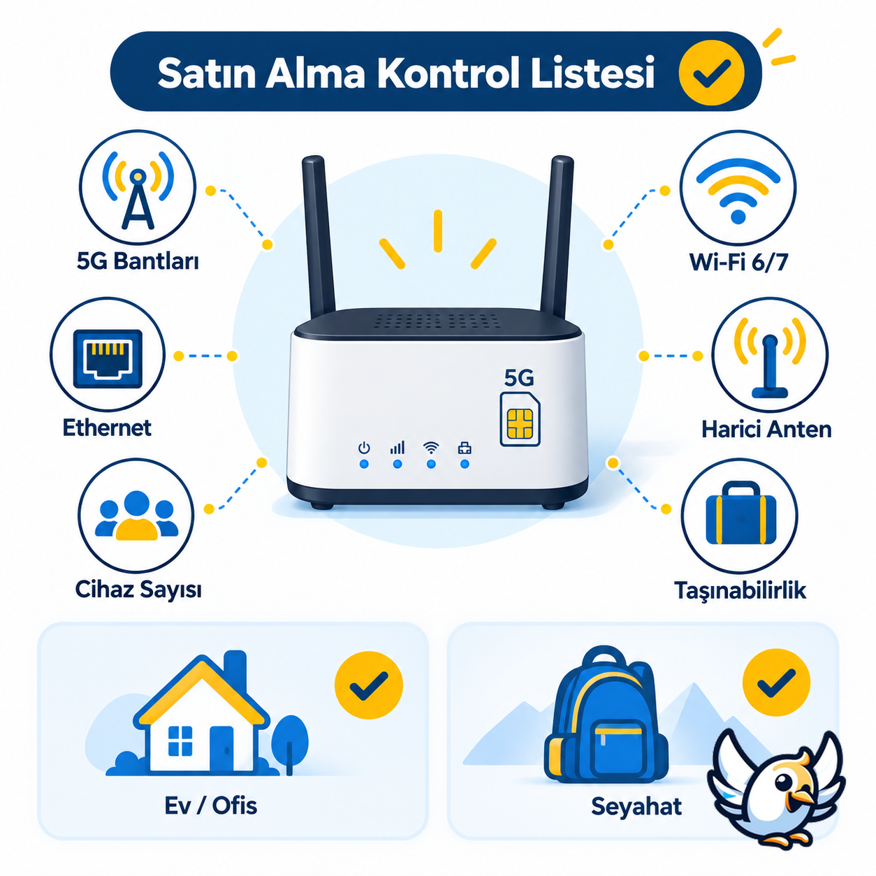 SIM kartlı 5G modem seçerken kontrol edilmesi gereken özellikler