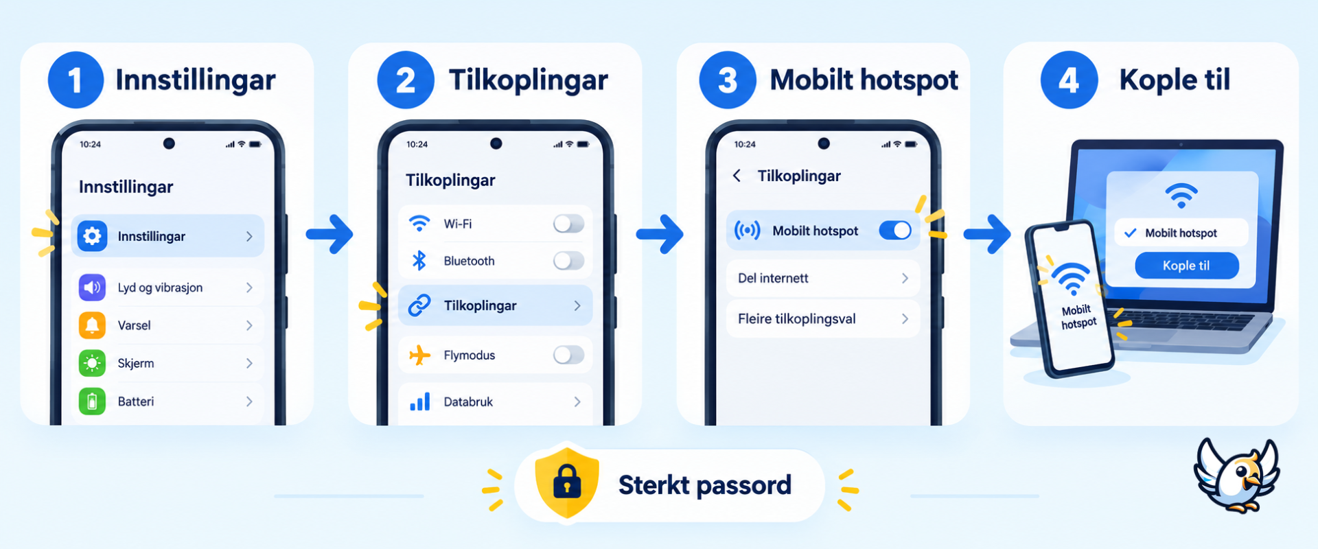 Slik slår du på mobilt hotspot på Samsung steg for steg