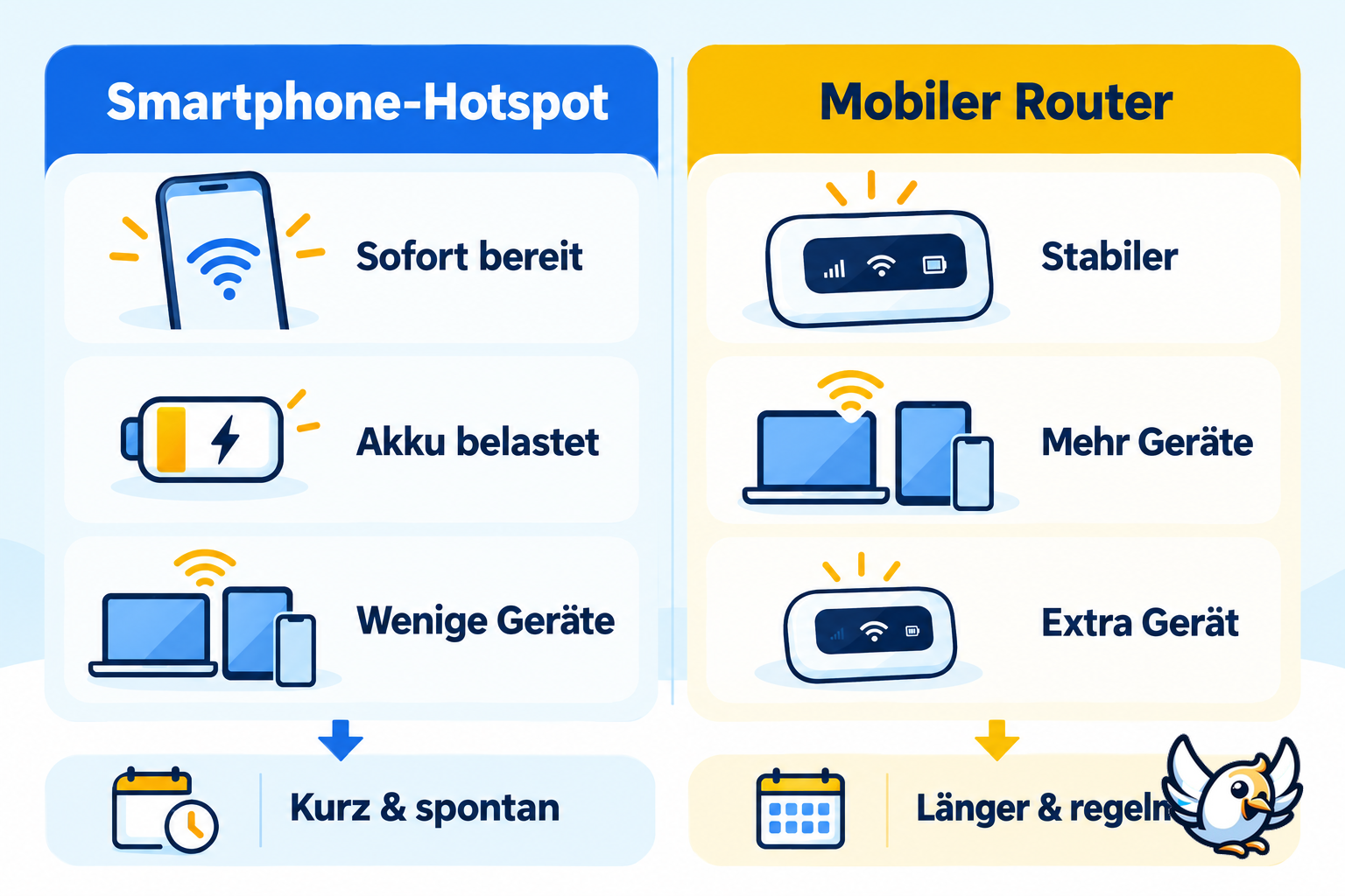 Smartphone-Hotspot oder mobiler WLAN-Router im Vergleich