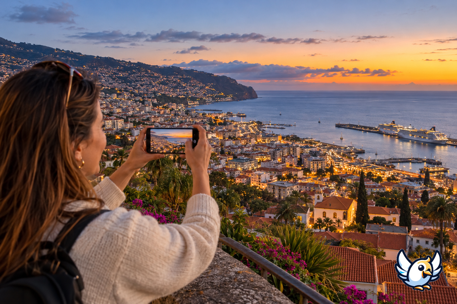 Viaggi di Capodanno a Madeira con vista sulla baia di Funchal al tramonto