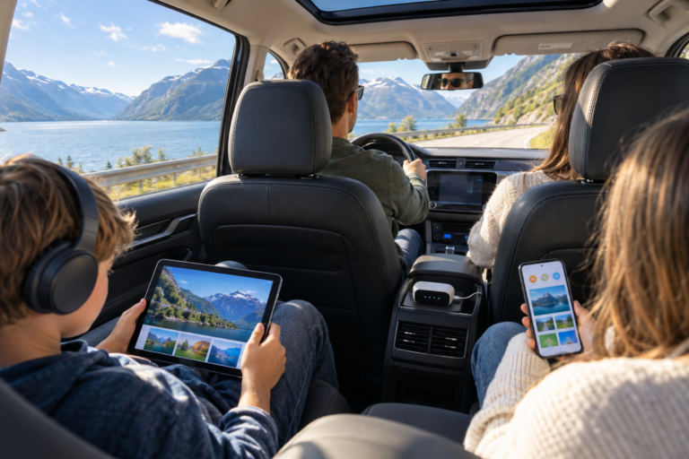 WiFi i bilen på norsk biltur med mobilruter og tilkopla einingar