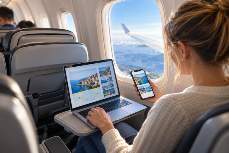 WiFi v letadle: cestující používá internet během letu