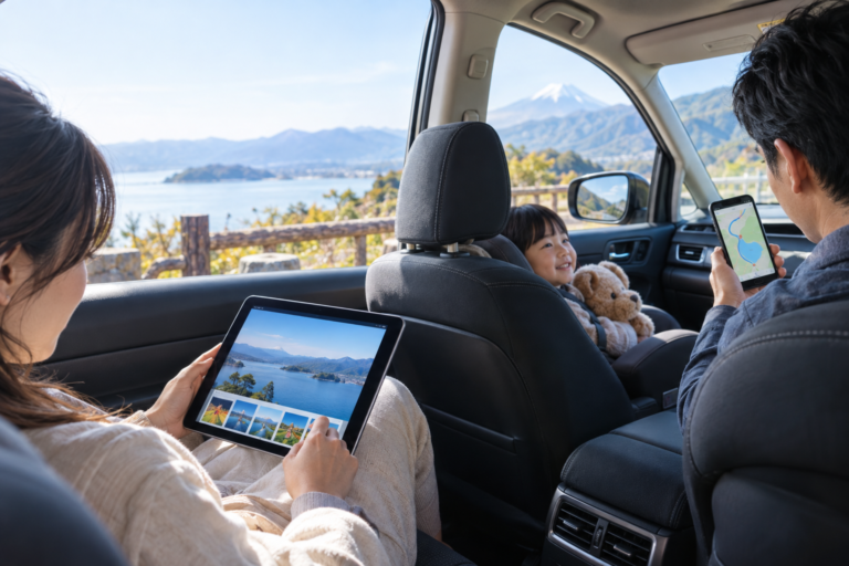 車WiFiを使って家族で快適にドライブする日本の車内